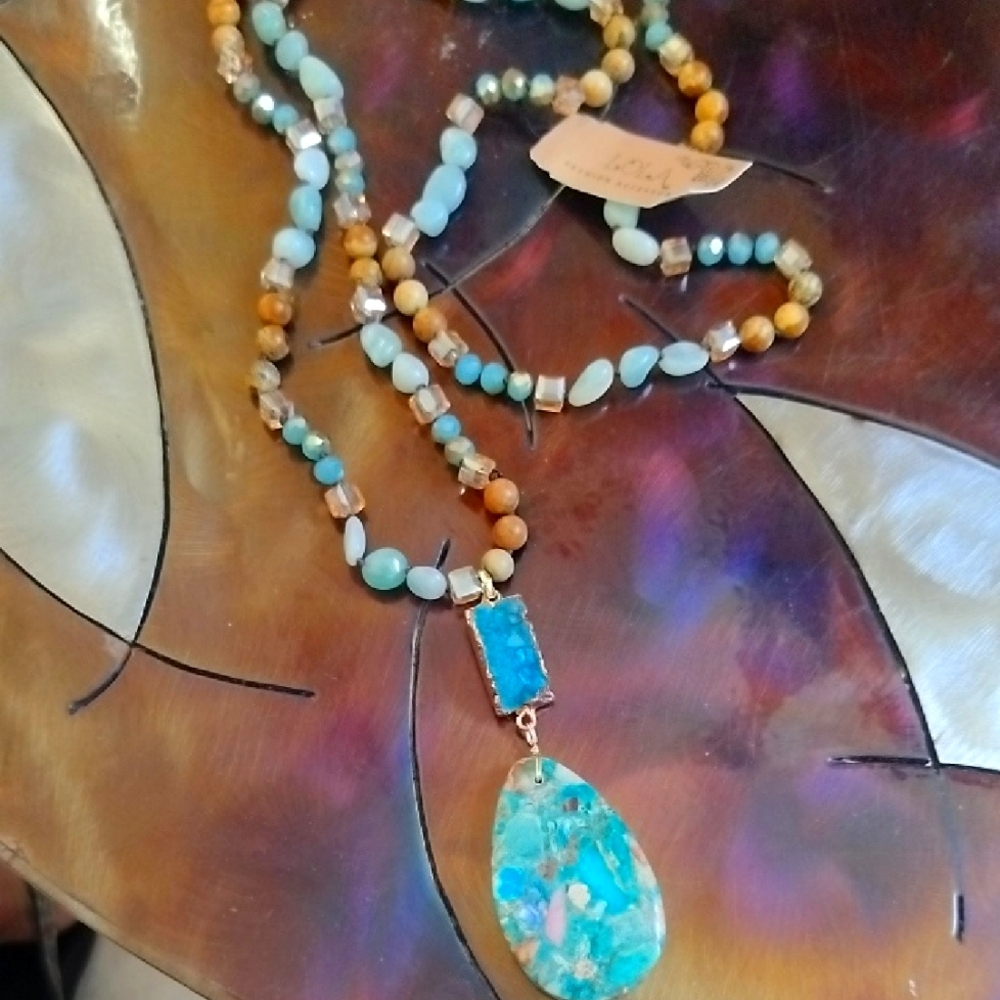 Lola Artisan Turquoise Looking Pendant Necklace